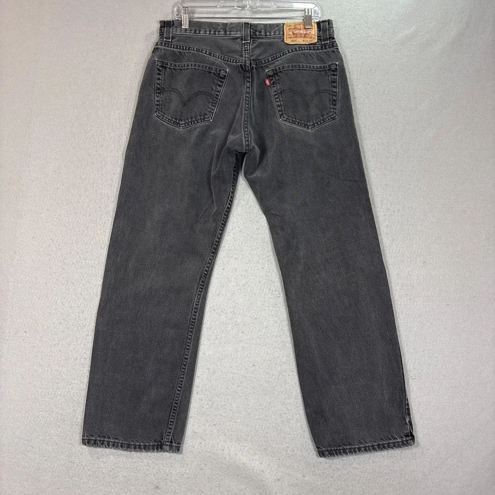 Levis 505 Regular Fit Jeans Mens 34x30 Black Denim Straight Leg Pants